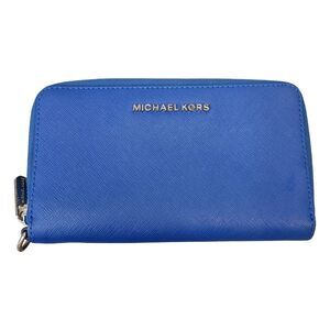 Michael Kors Jet Set Travel Electric Blue Leather Wristlet